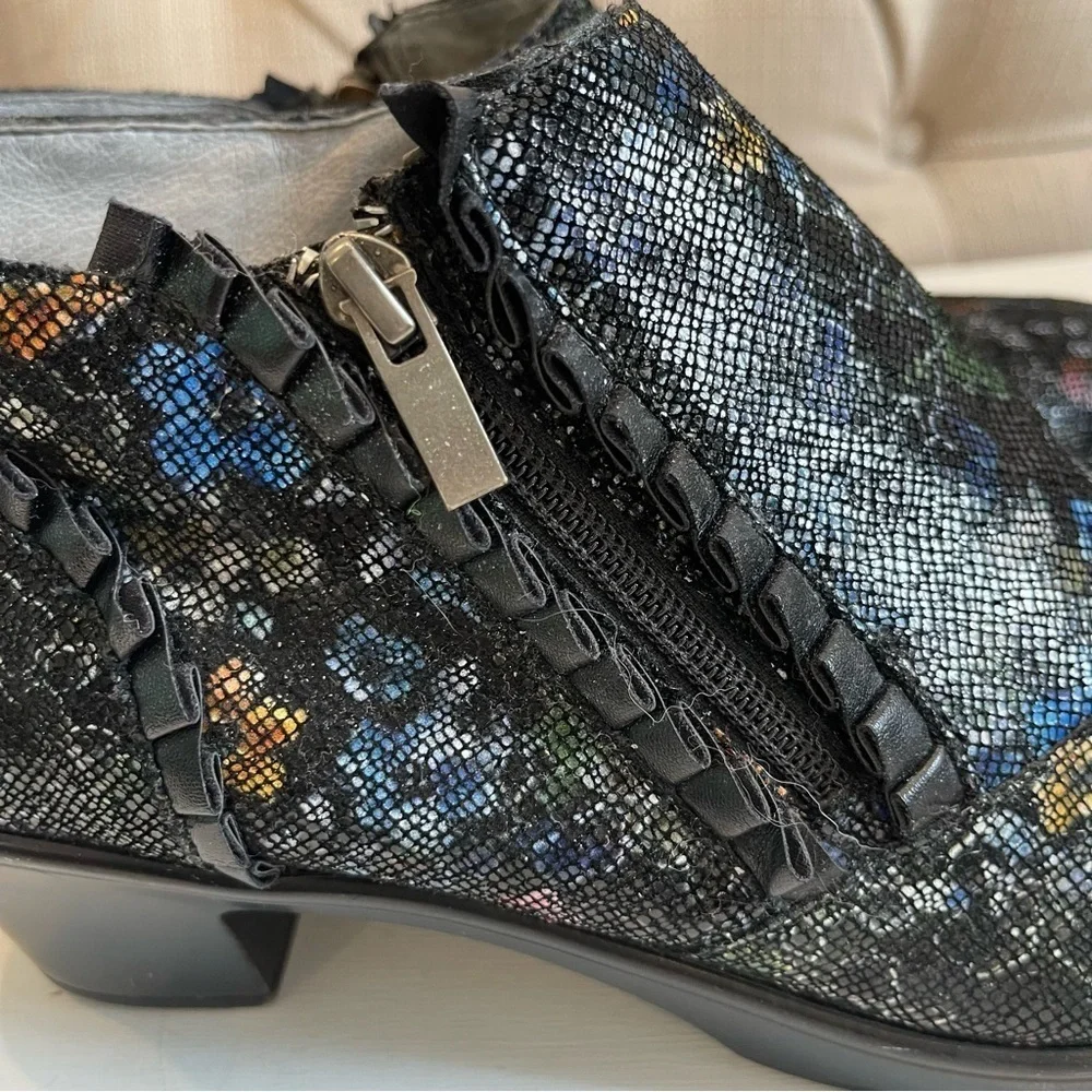 Alegria Womens Hannah Boots Size 9.5 US/ EUR 40 Ankle Zip Floral Shoes Altered